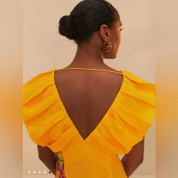 Farm Rio V neck linen midi dress - Picture 3 of 15